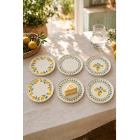 Yeşil Limon 6 Lı Seramik Pasta Ve Servis Tabağı Seti 20 Cm Limon Desenli Akdeniz Sofra Takımı Beyaz Yeşil Limon 6 Lı Seramik Pasta Ve Servis Tabağı Seti 20 Cm Limon Desenli Akdeniz Sofra Takımı Beyaz