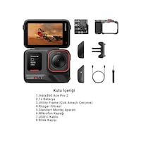 Ace Pro 2 Xplorer Bundle 8k Aksiyon Kamera Siyah Tek Batarya Deklanşör Düğmeli Tutma Aparatlı Set