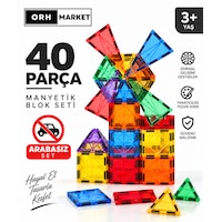 Orh Market 40 Parça Büyük Boy 7.5cm Manyetik Blok Seti Güçlü Mıknatıslı Zeka Geliştirici Oyuncak Orh Market 40 Parça Büyük Boy 7.5cm Manyetik Blok Seti Güçlü Mıknatıslı Zeka Geliştirici Oyuncak