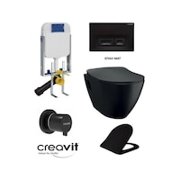 Creavit Tp325 Siyah Mat Asma Klozet Set + Duck Yavaş Kapanır Kapa Creavit Tp325 Siyah Mat Asma Klozet Set + Duck Yavaş Kapanır Kapa