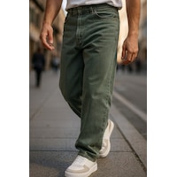 Cedy Denim Yüksek Kalite Baggy Fit Jean Leon Yüksek Bel Bol Kesim Kot Pantolon C352 Haki Cedy Denim Yüksek Kalite Baggy Fit Jean Leon Yüksek Bel Bol Kesim Kot Pantolon C352 Haki