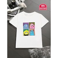 Uyguntarz Çocuk Canavarlar Baskılı Tasarım Tshirt Beyaz Uyguntarz Çocuk Canavarlar Baskılı Tasarım Tshirt Beyaz