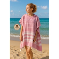 Formeya %100 Pamuk Yetişkin Pembe Peştemal Panço Bornoz Plaj Havlusu L-XL Formeya %100 Pamuk Yetişkin Pembe Peştemal Panço Bornoz Plaj Havlusu L-XL
