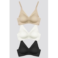Cottonhill Lazer Kesim Dikişsiz Sütyen Çıkarılabilir Ped Hayalet Sütyen Agraflı Ayarlanabilir Askı - 3'lü Paket Çok Renkli