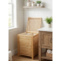 Bambu Kirli Banyo Çamaşır Sepeti İki Bölmeli Dekoratif Kare Doğal Bambu 45 45 63cm Kahverengi Bambu Kirli Banyo Çamaşır Sepeti İki Bölmeli Dekoratif Kare Doğal Bambu 45 45 63cm Kahverengi