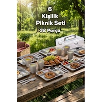 Porsima Ac-101-1 32 Parça 6 Kişilik Pratik Taşınabilir Piknik Seti - Saklama Kutulu Piknik Sepeti Gri Porsima Ac-101-1 32 Parça 6 Kişilik Pratik Taşınabilir Piknik Seti - Saklama Kutulu Piknik Sepeti Gri