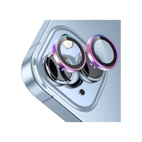 Buff Apple Uyumlu iPhone 15 / 15 Plus Kamera Metal Lens Koruyucu Gökkuşağı
