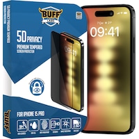 Buff Apple iPhone 15 Pro Uyumlu 5d Privacy Ekran Koruyucu