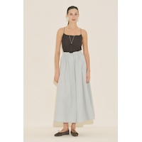 Manuka Önü Düğmeli Poplin Etek Mavi Ss26etk00001-22 Mavi