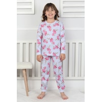 Cute Flamingo Desenli Kız Çocuk Pijama Takımı Mint Cute Flamingo Desenli Kız Çocuk Pijama Takımı Mint