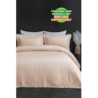 Evlen Home Collection Ponponlu Çift Kişilik %100 Pamuk Yatak Örtüsü Pike Takımı Bej Evlen Home Collection Ponponlu Çift Kişilik %100 Pamuk Yatak Örtüsü Pike Takımı Bej