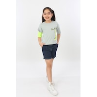 Toontoy Kids Toontoy Kız Çocuk World Baskılı Tişört Yeşil Toontoy Kids Toontoy Kız Çocuk World Baskılı Tişört Yeşil
