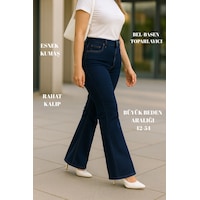Cedy Denim Cedy Denım - Kadın Büyük Beden İspanyol Paça Yüksek Bel Skinny Fit Likralı Pantolon C628 Lacivert