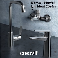 Creavit Bevel Lavabo Banyo Eviye Bataryası 3'lü Set BV1500-BV2500-BV8500 Krom Creavit Bevel Lavabo Banyo Eviye Bataryası 3'lü Set BV1500-BV2500-BV8500 Krom