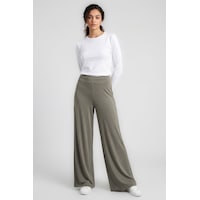 Koyu Bej Comfort Fit Geniş Paça Korsajlı Palazzo Kadın Pantolon - 94681 Koyu Bej Comfort Fit Geniş Paça Korsajlı Palazzo Kadın Pantolon - 94681