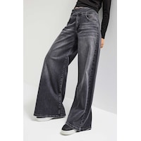 it's basic Kadın Füme 4s6-14 Palazzo Fit Kemer Detaylı Elastan Kumaş Denim Jean