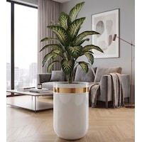 Dekoratif Glossia 55 Cm Beyaz Gold Darbuka Saksı Dekoratif Glossia 55 Cm Beyaz Gold Darbuka Saksı