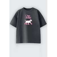 Monila Kız Çocuk Köpek Baskılı Pamuklu T-shirt Antrasit Monila Kız Çocuk Köpek Baskılı Pamuklu T-shirt Antrasit
