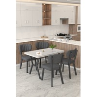 Gnr 70x110cm Sabit Beyaz Mutfak Masası Takımı, Yemek Masası, 4 Modern Antrasit Sandalye Antrasit Gnr 70x110cm Sabit Beyaz Mutfak Masası Takımı, Yemek Masası, 4 Modern Antrasit Sandalye Antrasit