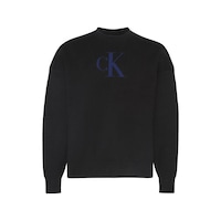 Calvin Klein Ls Cttn Cashmere 3d Logo Crwnk S-11157 Black