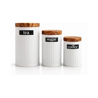 3 Parça Saklama Kavanoz Seti,bambu Kapaklı Erzak Kabı,metal Çay Kahve Şeker Mutfak Saklama Kabı-renk Seçenekli Beyaz 3 Parça Saklama Kavanoz Seti,bambu Kapaklı Erzak Kabı,metal Çay Kahve Şeker Mutfak Saklama Kabı-renk Seçenekli Beyaz