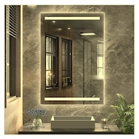 Nuun Dekor 70x50 Günışığı Ledli Kumlamalı Banyo Lavabo Ofis Makyaj Kuaför Aynası Prizli Şeffaf