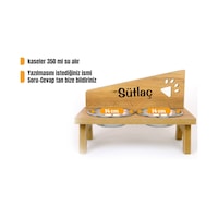 Realwood Standlı Ahşap Kedi Köpek Mama ve Su Kabı 750 ML