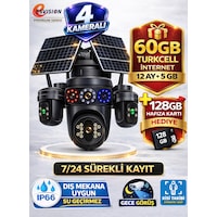 Esvision 7020 128gb 4 Kameralı 4g Çift Solar Panel 16x Zoom Dual Batarya Hieasy Aov Sürekli Kayıt Gece Görüş Çift Yönlü Ses Akıllı Kamera 1 Yıl İnternet