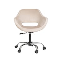 Krom Metal Ayaklı Ofis Çalışma Sandalyesi Bej Krom Metal Ayaklı Ofis Çalışma Sandalyesi Bej