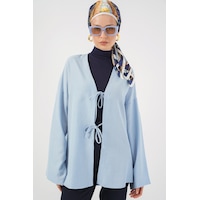 Bigdart Keten Tesettür Kimono 5968 - Mavi Bigdart Keten Tesettür Kimono 5968 - Mavi