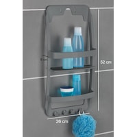 Banyo Rafı Duvara Monte Plastik 3 Katlı Raf Organizer Askılıklı, Antrasit Renkli Banyo Rafı Duvara Monte Plastik 3 Katlı Raf Organizer Askılıklı, Antrasit Renkli