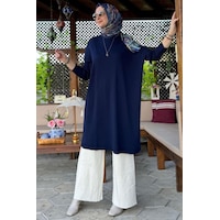 Rabia Şamlı Dora Triko Tunik Lacivert Normal Rabia Şamlı Dora Triko Tunik Lacivert Normal