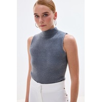Sateen Sıfır Kol Sakallı Triko Bluz - Antrasit-136513 Antrasit Sateen Sıfır Kol Sakallı Triko Bluz - Antrasit-136513 Antrasit