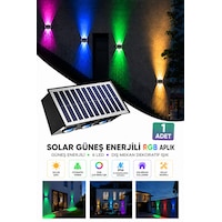 Güneş Enerjili Rgb Solar Aplik 6 Led, Renkli Işıklı Otomatik Yanan Dış Mekan Duvar Lambası, Bahçe Balkon Teras Aydınlatması 1 Adet Güneş Enerjili Rgb Solar Aplik 6 Led, Renkli Işıklı Otomatik Yanan Dış Mekan Duvar Lambası, Bahçe Balkon Teras Aydınlatması 1 Adet