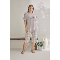 Estiva Kadın More Yazılı Kısa Kollu Kaprili Büyük Beden Yazlık Viskon Pijama Takımı - Gri Çok Renkli Estiva Kadın More Yazılı Kısa Kollu Kaprili Büyük Beden Yazlık Viskon Pijama Takımı - Gri Çok Renkli