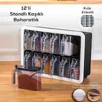 Porsima 1165 Random Standlı Kendinden Yapışkanlı Kaşıklı Kapaklı Baharatlık Seti 12'li Beyaz - Siyah Siyah - Beyaz Porsima 1165 Random Standlı Kendinden Yapışkanlı Kaşıklı Kapaklı Baharatlık Seti 12'li Beyaz - Siyah Siyah - Beyaz