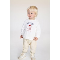 Monila Unisex Çocuk Baskılı 3 İplik Pamuklu Kumaş Sweatshirt Ekru Monila Unisex Çocuk Baskılı 3 İplik Pamuklu Kumaş Sweatshirt Ekru
