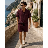 Erkek Premium Kumaş Modal Şort Slim Fit Takım Bordo 2018dngr Erkek Premium Kumaş Modal Şort Slim Fit Takım Bordo 2018dngr
