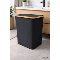 Bambu 100 Litre Kapaklı Katlanabilir Çamaşır Sepeti, 2 Bölmeli Kirli Sepeti 60x54x33 Diğer Bambu 100 Litre Kapaklı Katlanabilir Çamaşır Sepeti, 2 Bölmeli Kirli Sepeti 60x54x33 Diğer