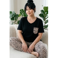 Siyah İnci Desenli Pamuklu Büyük Beden Battal Boy Örme Pijama Takım 26113907 Siyah Siyah İnci Desenli Pamuklu Büyük Beden Battal Boy Örme Pijama Takım 26113907 Siyah
