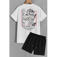 Uyguntarz Osaka Şort T-shirt Eşofman Takımı Beyaz