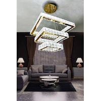 Kare 3 Kat Kristal Taşlı Modern Led Avize Salon & Oturma Odası Çok Renkli Kare 3 Kat Kristal Taşlı Modern Led Avize Salon & Oturma Odası Çok Renkli