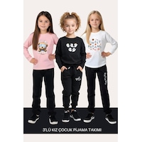 Fyk Kids Kız Çocuk 3'lü Yuvarlak Yaka Sweat Dreams Baski Detayli Alt-üst Pijama Takimi Çok Renkli Fyk Kids Kız Çocuk 3'lü Yuvarlak Yaka Sweat Dreams Baski Detayli Alt-üst Pijama Takimi Çok Renkli