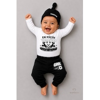 Babyden's %100 Pamuk Siyah Beyaz En Küçük Taraftar 3'lü Yenidoğan Bebek Takımı Uzun Kollu Body Pantolon Şapka Seti Babyden's %100 Pamuk Siyah Beyaz En Küçük Taraftar 3'lü Yenidoğan Bebek Takımı Uzun Kollu Body Pantolon Şapka Seti