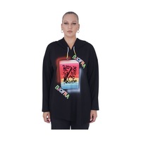 Kadın Büyük Beden Siyah Kapüşonlu Sloganlı Sweatshirt Kadın Büyük Beden Siyah Kapüşonlu Sloganlı Sweatshirt