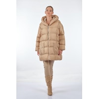 Monalure Kapüşonlu Oversize Bej Kadın Mont 1102644 Monalure Kapüşonlu Oversize Bej Kadın Mont 1102644