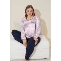 Siyah İnci Pamuklu Curve Büyük Beden Battal Boy Örme Pijama Takım 24240638 Kırmızı Beyaz Siyah İnci Pamuklu Curve Büyük Beden Battal Boy Örme Pijama Takım 24240638 Kırmızı Beyaz