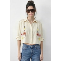 Shade Kadın Nakış İşlemeli Relaxed Müslin Gömlek 71739 60286026 - Tereyağ Shade Kadın Nakış İşlemeli Relaxed Müslin Gömlek 71739 60286026 - Tereyağ