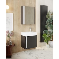 Karen Banyo Kemer 45 Cm,Lavabolu,Aynalı,Banyo Dolabı,Mat Antrasit,Lavabo Dahil Antrasit Karen Banyo Kemer 45 Cm,Lavabolu,Aynalı,Banyo Dolabı,Mat Antrasit,Lavabo Dahil Antrasit