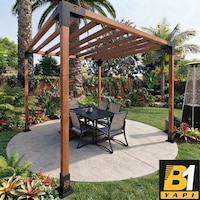 Ahşap Pergola-kamelya Ara Bağlantılı Set Siyah Ahşap Pergola-kamelya Ara Bağlantılı Set Siyah